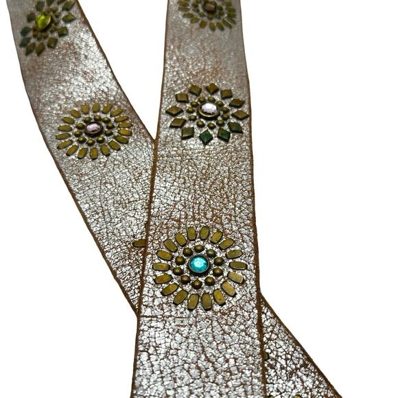 CORDERO neutral metallic leather belt embellished with jewel studs main image 10